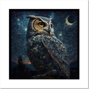 Owl during a starry starry night - Awesome Owl #6 Posters and Art